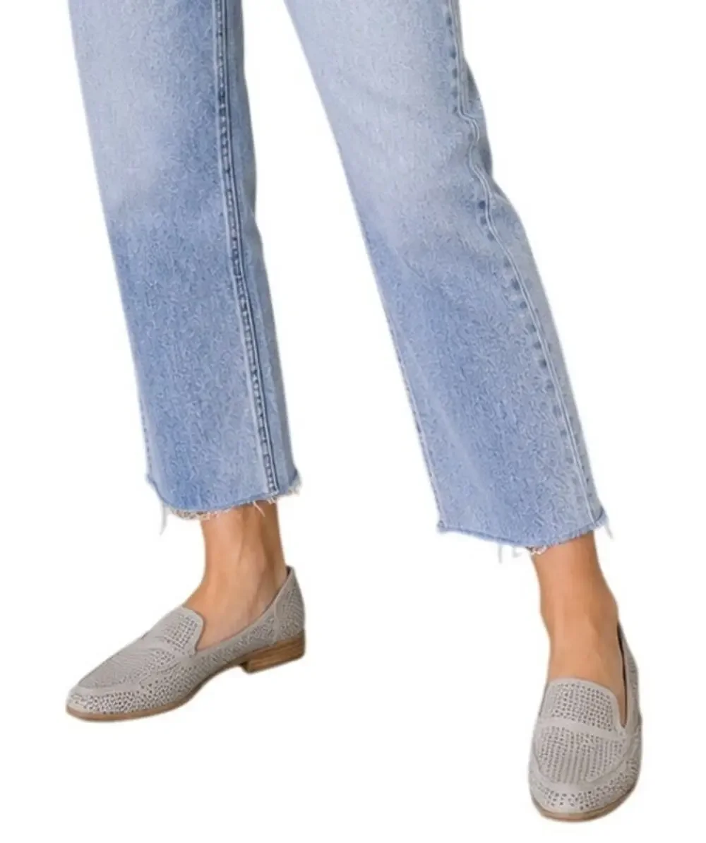 Crown Vintage Veneta Gray Perforated Loafers Women's 9.5M Slip On Flats